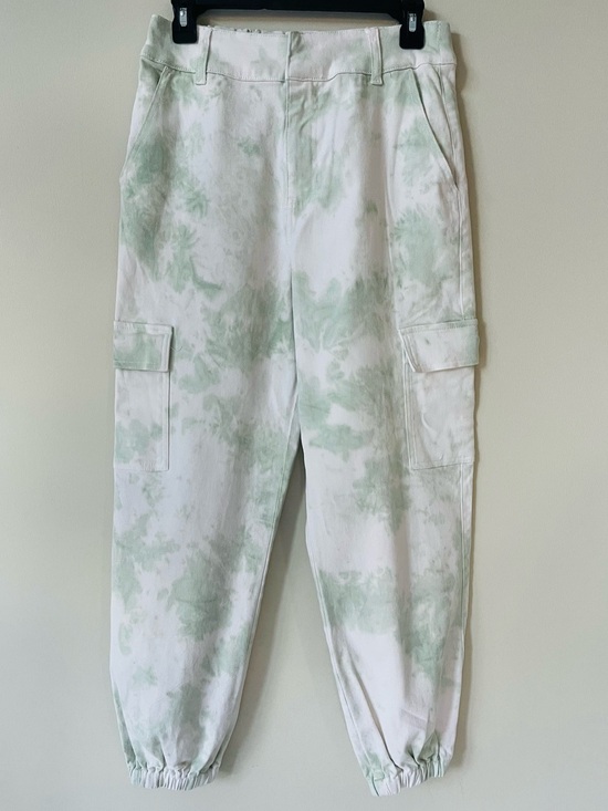 Forever 21 Denim - Forever 21 Women’s high-rise sage green & white tie-dye cargo denim jogger pants